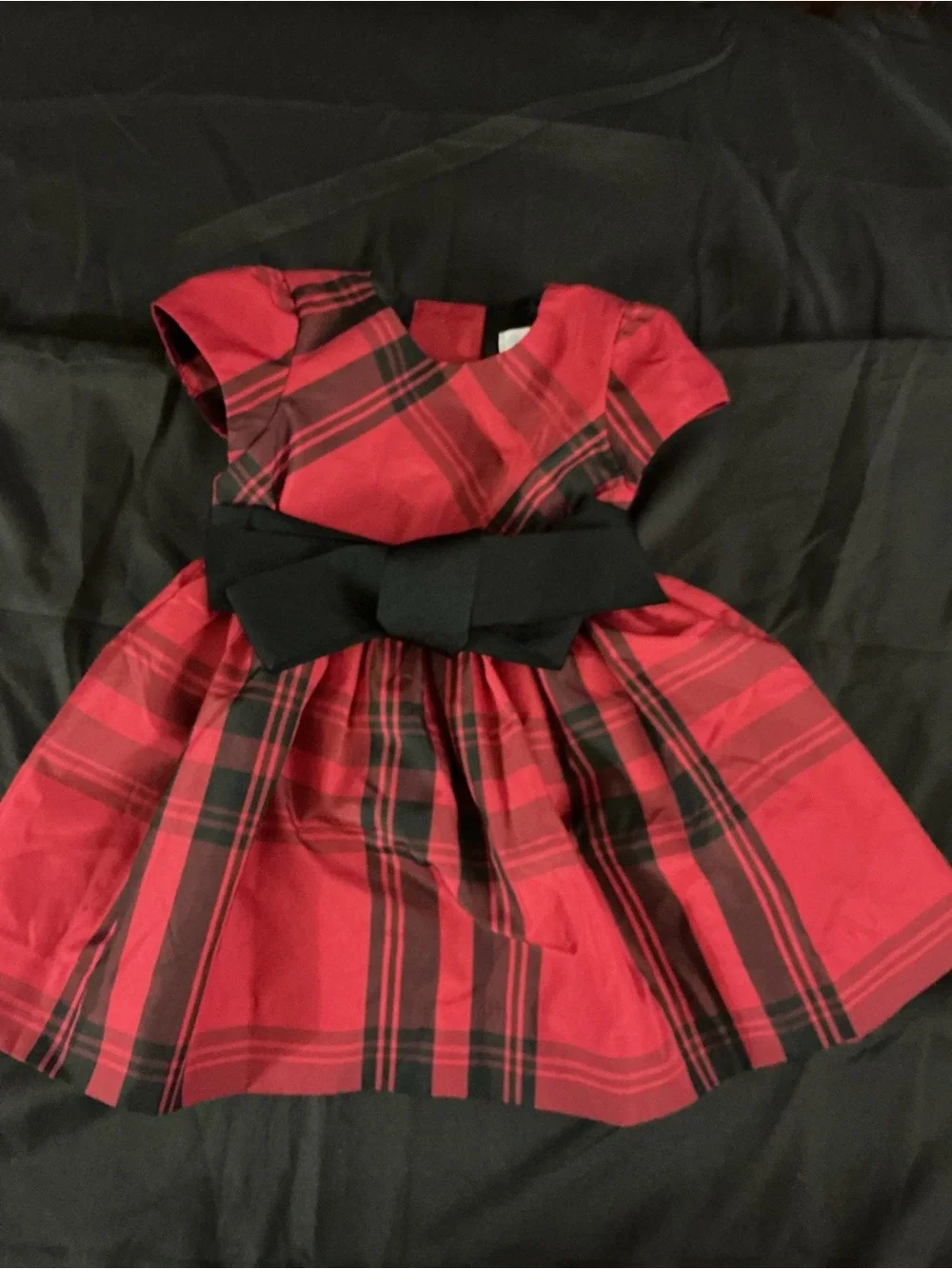 Ralph Lauren Red Plaid Dress with Black Bow